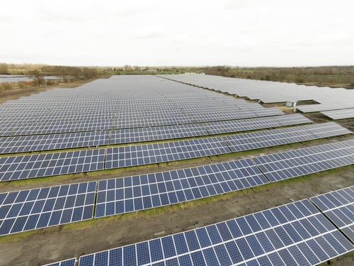 large solar farm in England producing electricity